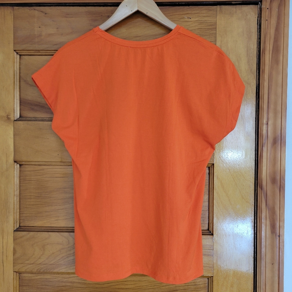 Zara Short Sleeve Top Womens Small Orange Embroidered - Picture 4 of 7